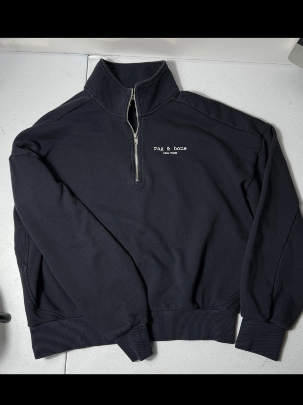 rag & bone Navy Half-Zip Logo Sweatshirt